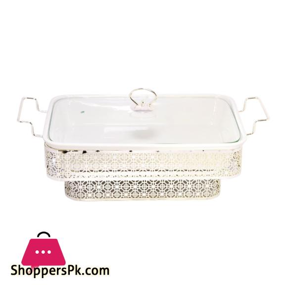Brilliant Rectangle Casserole Serving Dish Food Warmer With Tea Light Candle Stand 12 Inch - BR05021