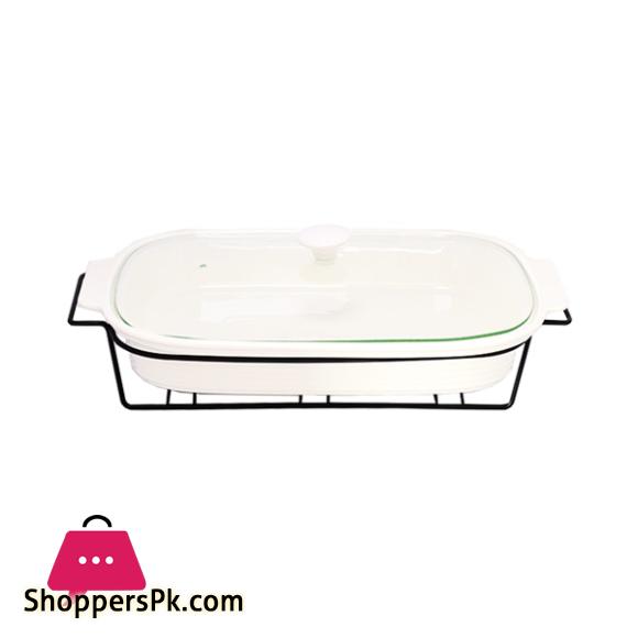 Brilliant Rectangle Casserole Serving Dish Food Warmer With Tea Light Candle Stand 16 Inch - BR11008