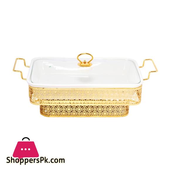 Brilliant Rectangle Casserole Serving Dish Food Warmer With Tea Light Candle Stand 13.5 Inch - BR04022