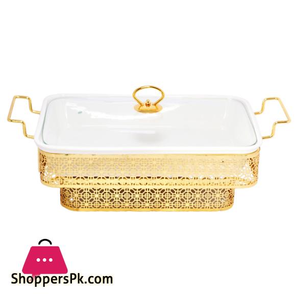 Brilliant Rectangle Casserole Serving Dish Food Warmer With Tea Light Candle Stand 15 Inch - BR04023