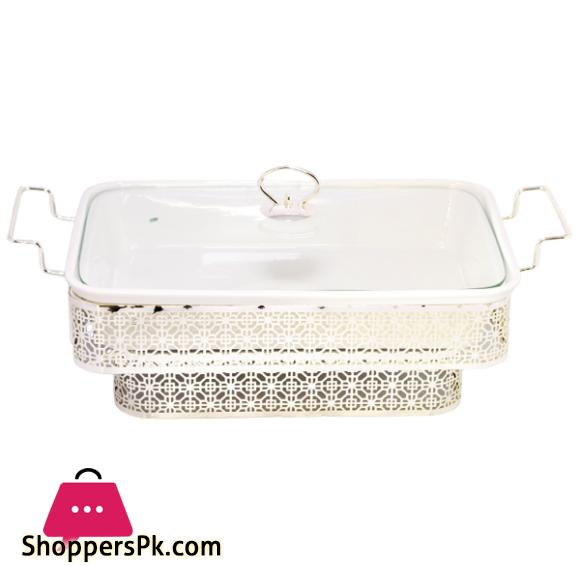 Brilliant Rectangle Casserole Serving Dish Food Warmer With Tea Light Candle Stand 15 Inch - BR05023