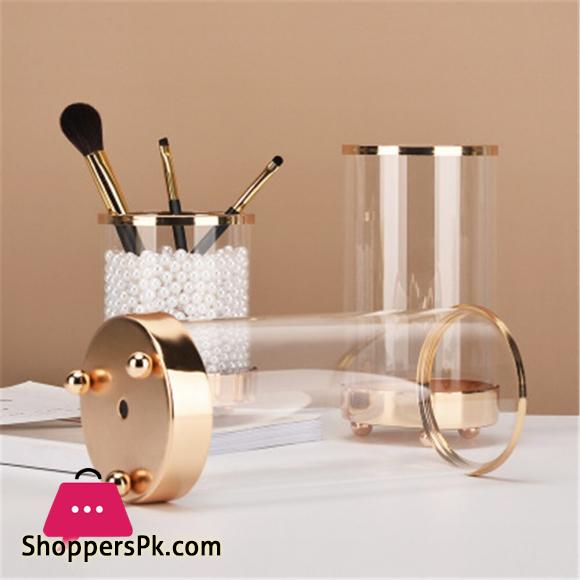 Glass Flower Vase Nordic Hydroponic Flower Bottle Cosmetic Brush Storage Bucket Large 10 x 3 Inch
