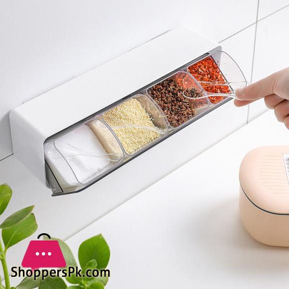 Kitchen Wall-mounted Seasoning Box Salt Pepper Spice Rack Jar Sugar Bowl for Kitchen Gadget Device Set Spice Box Organizer Tools