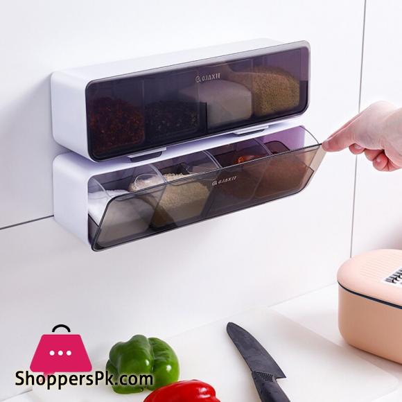 Kitchen Wall-mounted Seasoning Box Salt Pepper Spice Rack Jar Sugar Bowl for Kitchen Gadget Device Set Spice Box Organizer Tools