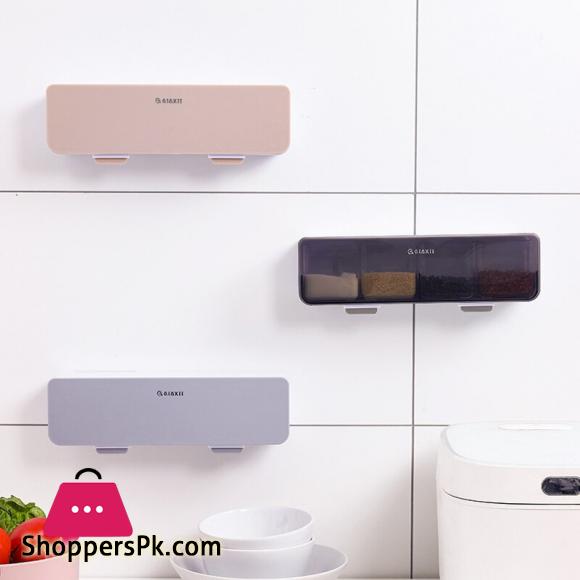 Kitchen Wall-mounted Seasoning Box Salt Pepper Spice Rack Jar Sugar Bowl for Kitchen Gadget Device Set Spice Box Organizer Tools