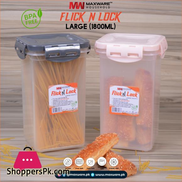 Maxware Household Flick N Lock Large 1800 ml Air Tight Jar