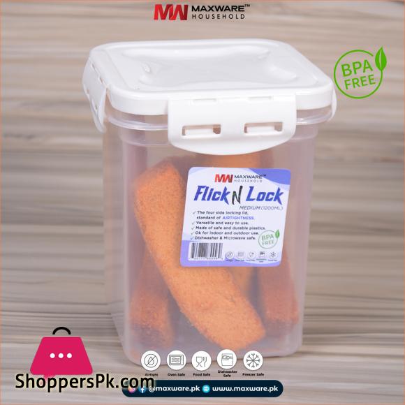 Maxware Household Flick N Lock Medium 1200 ml Air Tight Jar