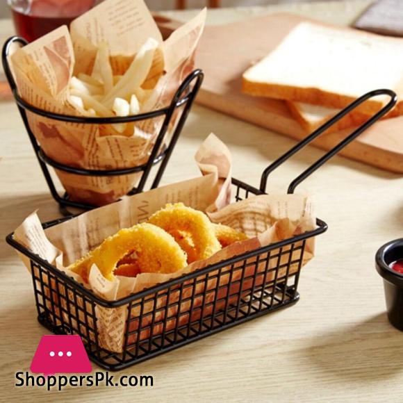 Stainless Steel French Fries Basket Snack Potato Mesh Strainer Basket Chips Barrel Container Barbecues Food Bucket Kitchen Fry