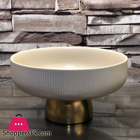 Ceramic Serving Bowl With Golden Foot