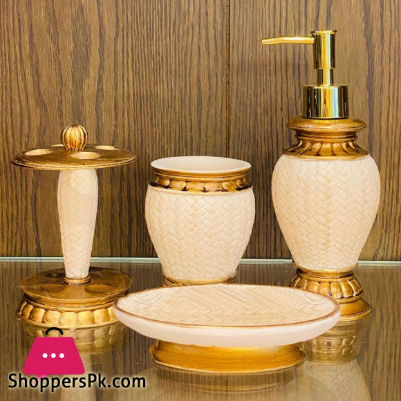 Modern Resin Made Bathroom Accessories Set 4 Pcs