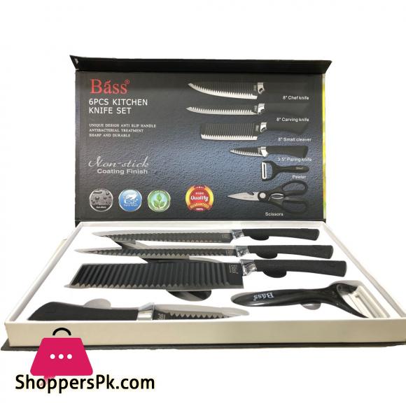 Bass 6 Pcs Kitchen Knife Set Stainless Steel - UNIQUE DESIGN