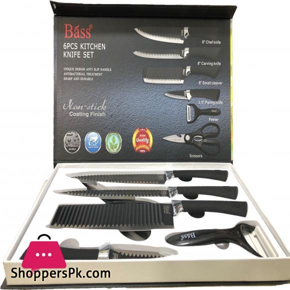 Bass 6 Pcs Kitchen Knife Set Stainless Steel - UNIQUE DESIGN