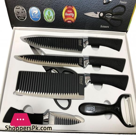 Bass 6 Pcs Kitchen Knife Set Stainless Steel - UNIQUE DESIGN