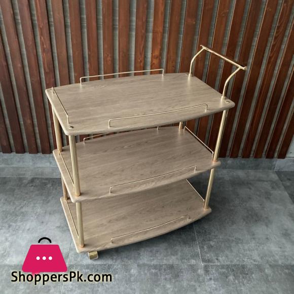 Euro Gold Kitchen Tea Trolley Ash Wood