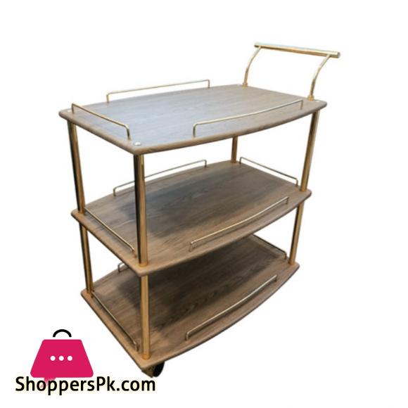 Euro Gold Kitchen Tea Trolley Ash Wood