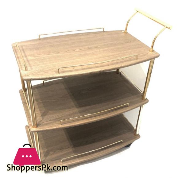 Euro Gold Kitchen Tea Trolley Ash Wood