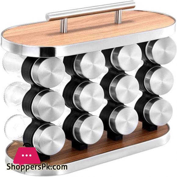 Kitchen Spice Rack With 12 Spice Jar Set