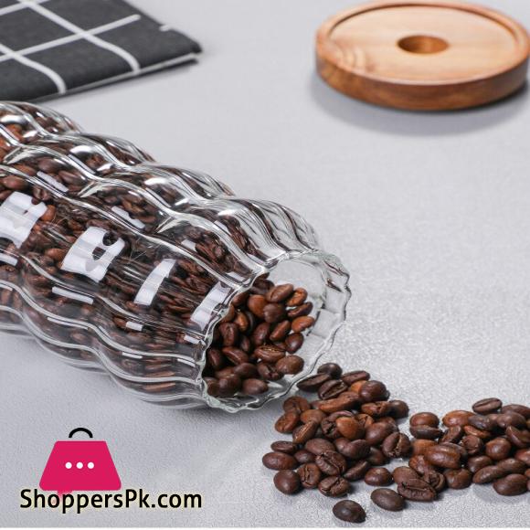 Modern Retro Glass Airtight Jars with Vintage Bamboo Top 3-Pcs Set Capacity 400ml 600ml and 800ml