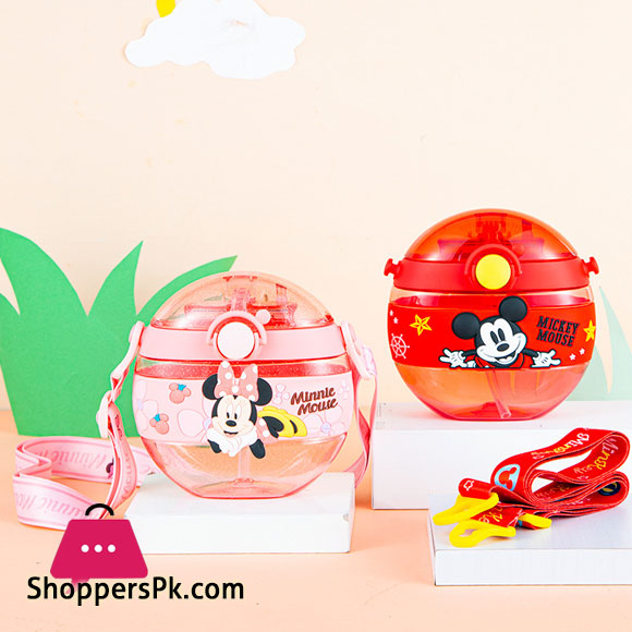 Disney Cartoon Ceative Plastic Portable Straw Cup Water Bottle - 420ML