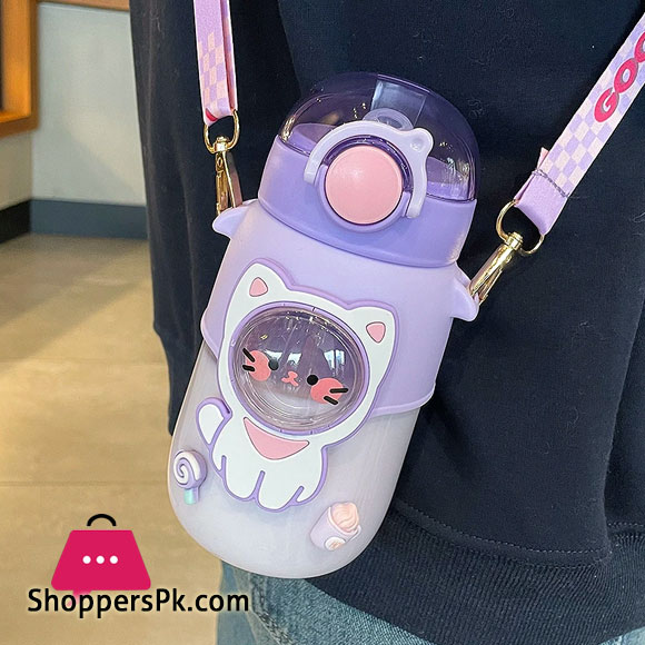 Kids Water Bottle for School Boys Girl Cup With Straw BPA Free Cute Cartoon Leakproof Mug Portable Travel Drinking Tumbler