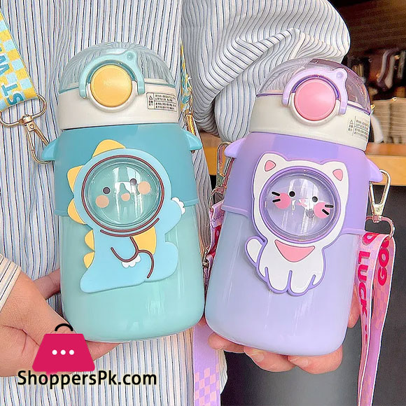 Kids Water Bottle for School Boys Girl Cup With Straw BPA Free Cute Cartoon Leakproof Mug Portable Travel Drinking Tumbler