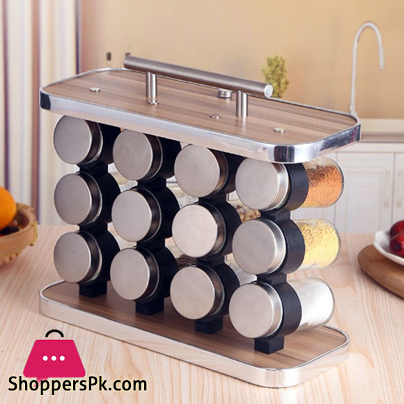 Kitchen Spice Rack With 12 Spice Jar Set