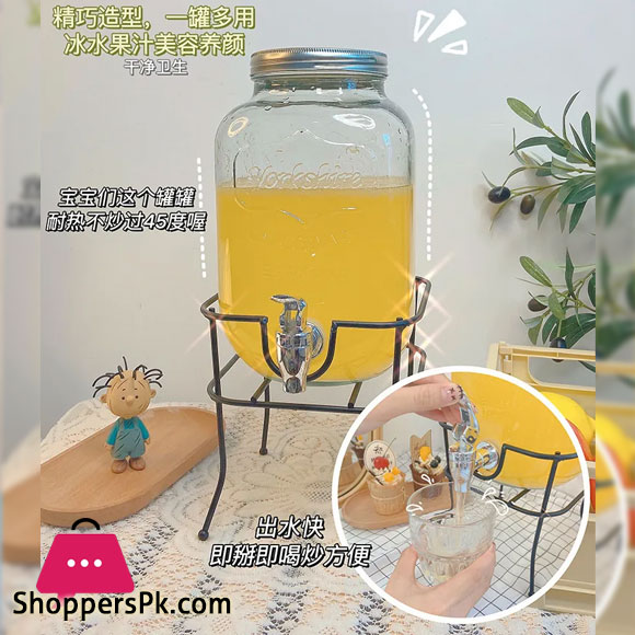 Metal Stand Beverage Dispenser 4-Liter Capacity with Aluminium Top