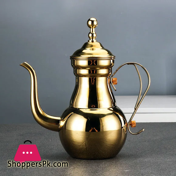Stainless Steel Flower Teapot Golden Commercial Fine Pot Hotel Long Mouth Pot Hotel Tea Pot Filter Restaurant Bubble Teapot 700-ML