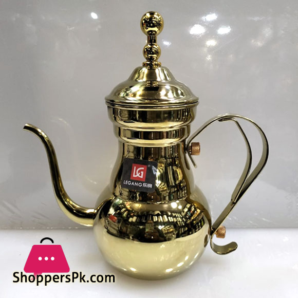 Stainless Steel Flower Teapot Golden Commercial Fine Pot Hotel Long Mouth Pot Hotel Tea Pot Filter Restaurant Bubble Teapot 1 Liter