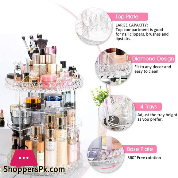 360-Degree Rotating 7 Layers Large Capacity Adjustable Multi-Function Makeup Organizer
