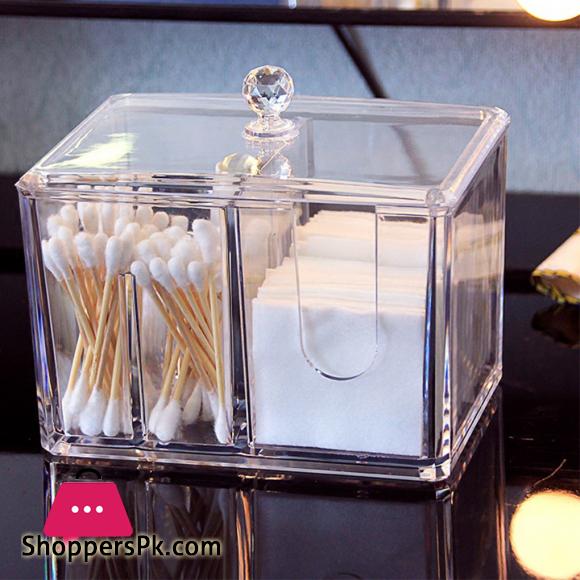 Acrylic Cosmetic Cotton Pad Storage Box Make Up Organizer For Cotton Pad