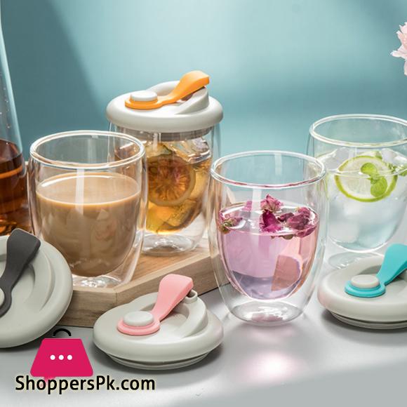 Double Wall Glass with Silicone Vacuum Sipper Lid - 450ml