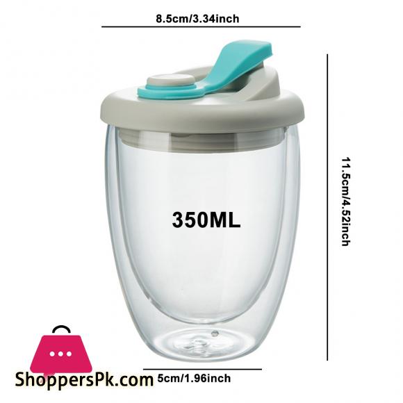 Double Wall Glass with Silicone Vacuum Sipper Lid - 350ml