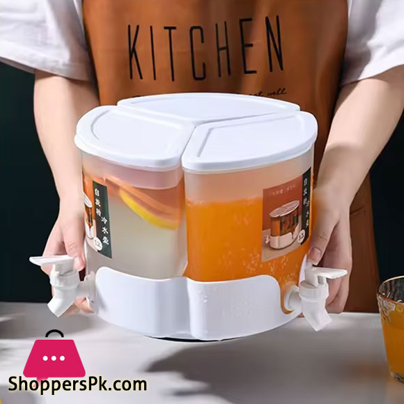 3 Grid Beverage Dispenser with Rotating Drink Jug Bucket High Capacity Detachable Juice Jug for Home Party Use