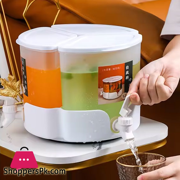 3 Grid Beverage Dispenser with Rotating Drink Jug Bucket High Capacity Detachable Juice Jug for Home Party Use
