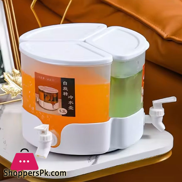 3 Grid Beverage Dispenser with Rotating Drink Jug Bucket High Capacity Detachable Juice Jug for Home Party Use