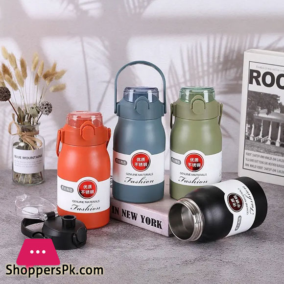 316 Stainless Steel 800ML Large Capacity Water Bottle Portable Handle Outdoor Gym Sports Thermal Water Bottle with Straw lid