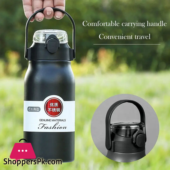 316 Stainless Steel 800ML Large Capacity Water Bottle Portable Handle Outdoor Gym Sports Thermal Water Bottle with Straw lid
