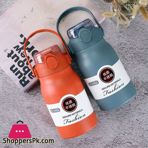316 Stainless Steel 800ML Large Capacity Water Bottle Portable Handle Outdoor Gym Sports Thermal Water Bottle with Straw lid