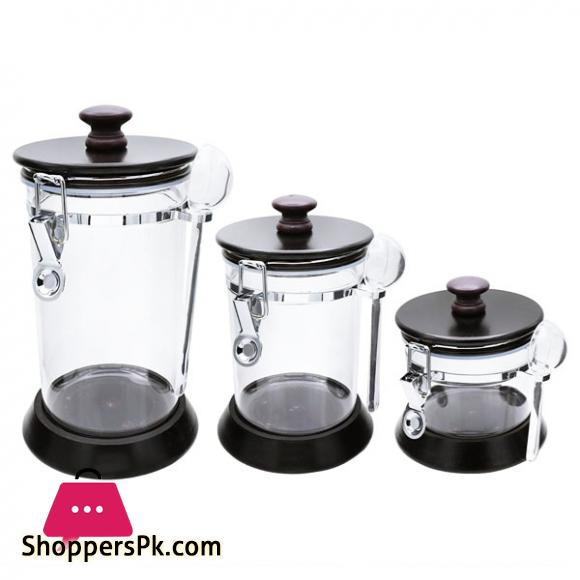 3Pcs Canister Set Dark Wood AC40023