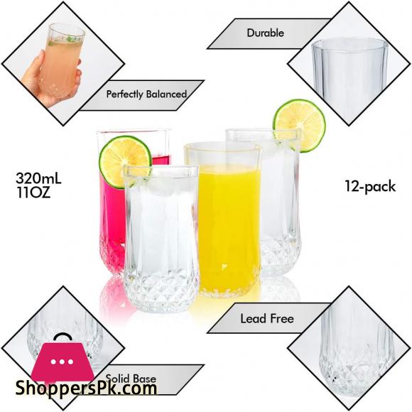 Blinkmax High Ball Tumblers with Crystal Cut Base