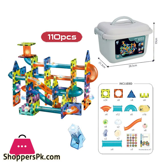 Building Toys Marble Run Blocks Colorful Light Flash Marble Run Toy - 110 PCS