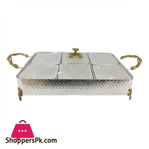 Orchid 6×1 Dry Fruit & Serving Dish Gold + Silver - CD6613