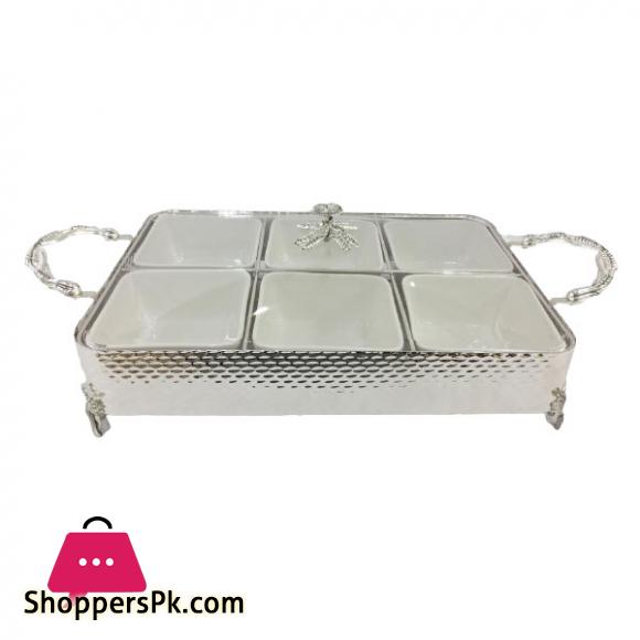 Orchid 6×1 Dry Fruit & Serving Dish Silver - CD6612