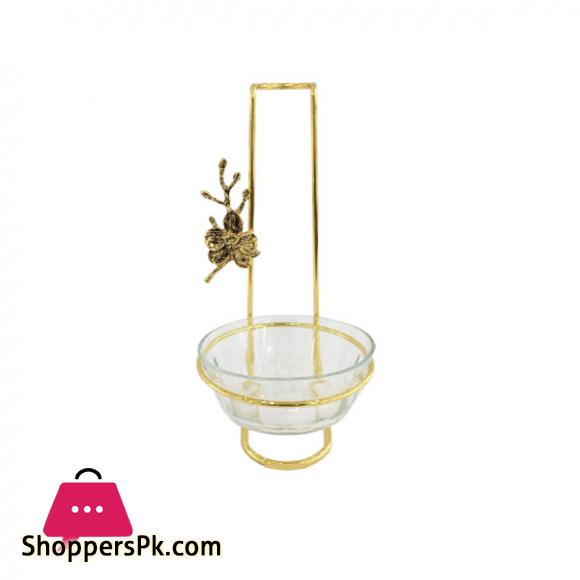 Orchid Glass Sauce Stand Gold - WB779