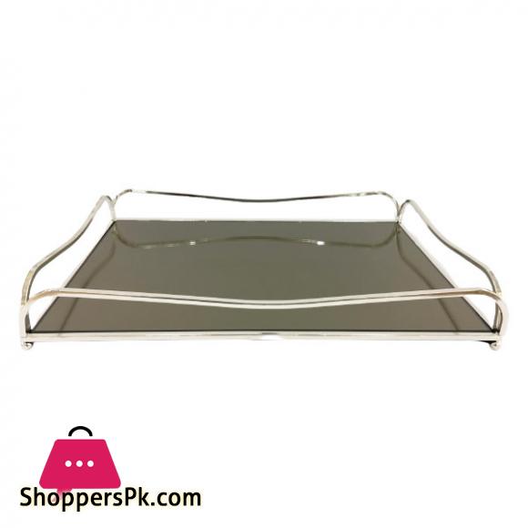 Orchid Rectangular Black Mirror Serving Tray Gold - WB575