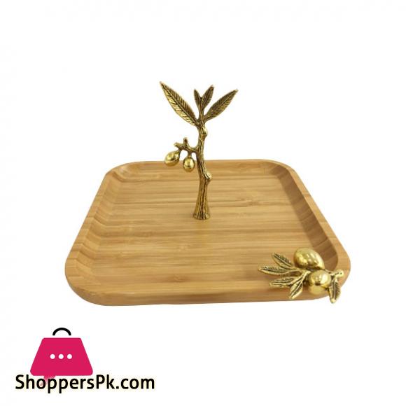 Orchid Wood Square Pastry Holder Gold - WB563