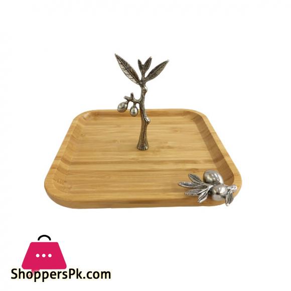 Orchid Wood Square Pastry Holder Silver - WB562