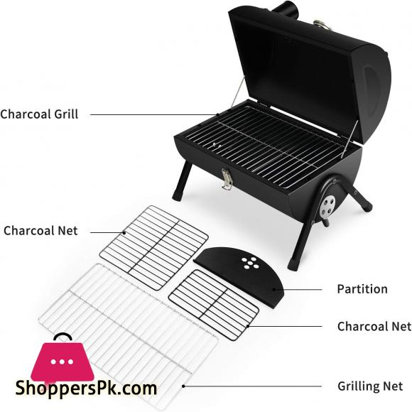 Portable Charcoal Grill Mini BBQ Grill for Outdoor Cooking Camping and Picnic Black