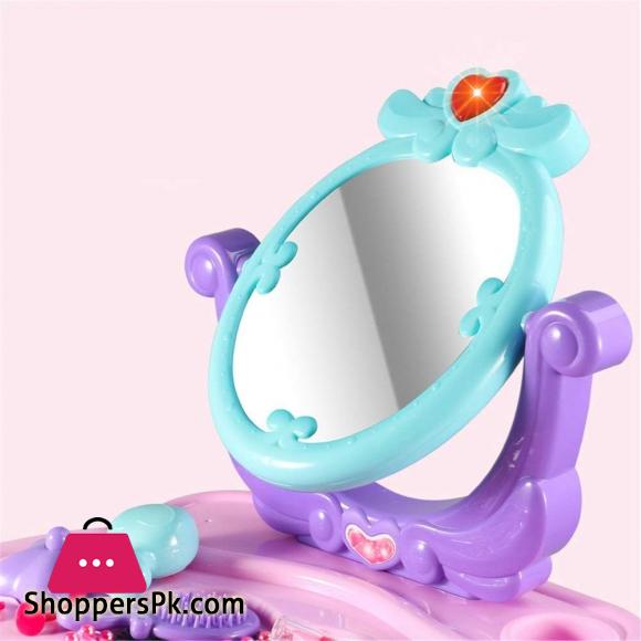 Princess Dressing Table Pretend Beauty Dress-up Kids Mirror Pretend Play Cosmetic Makeup Vanity Toy Set For Girls Play Dressing Household Toys (Color : Pink, Size : 43x24x66cm)